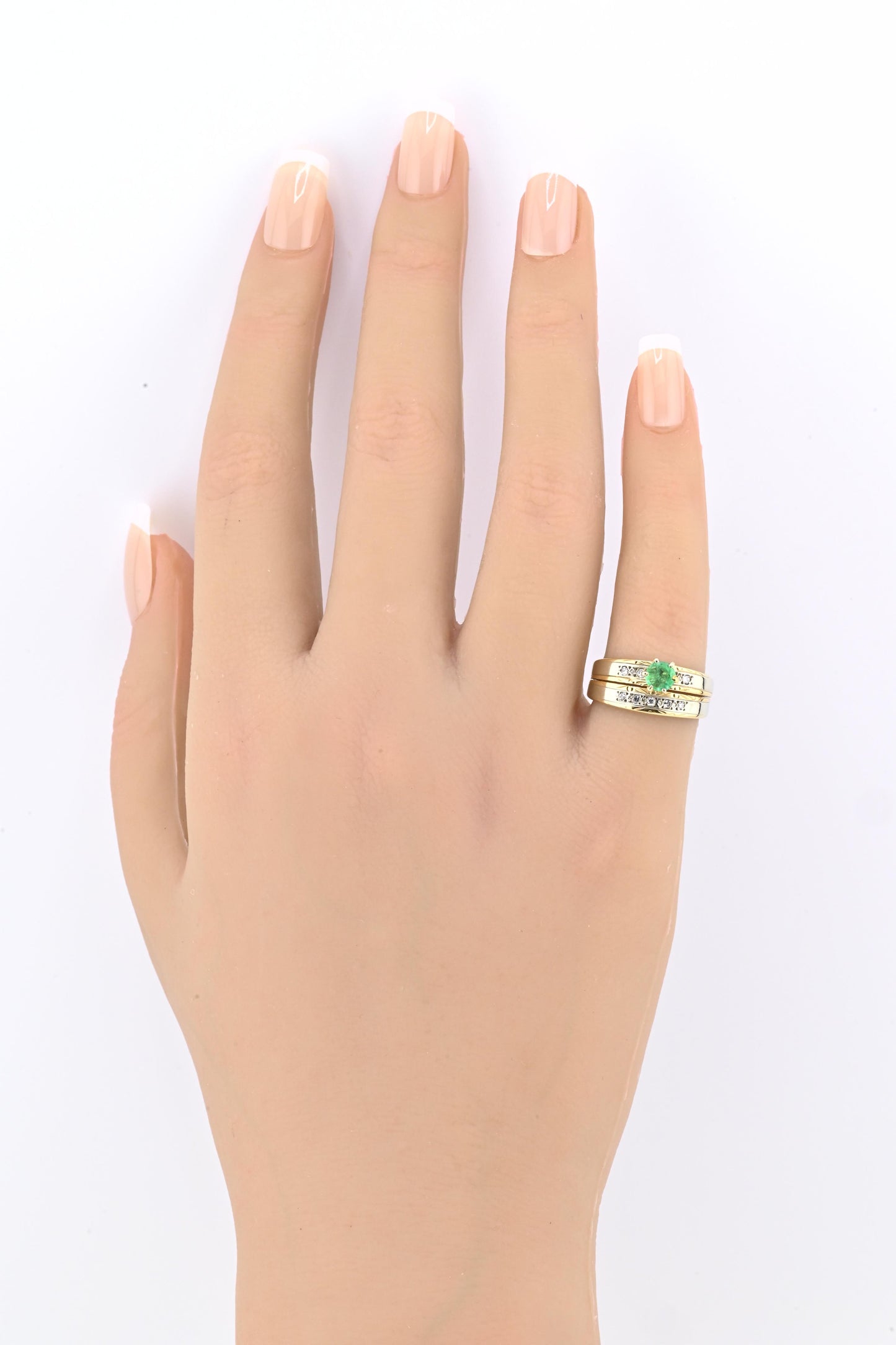 14K Two-Tone Gold Emerald & Diamond Ring, IGI Certified, 5.01g