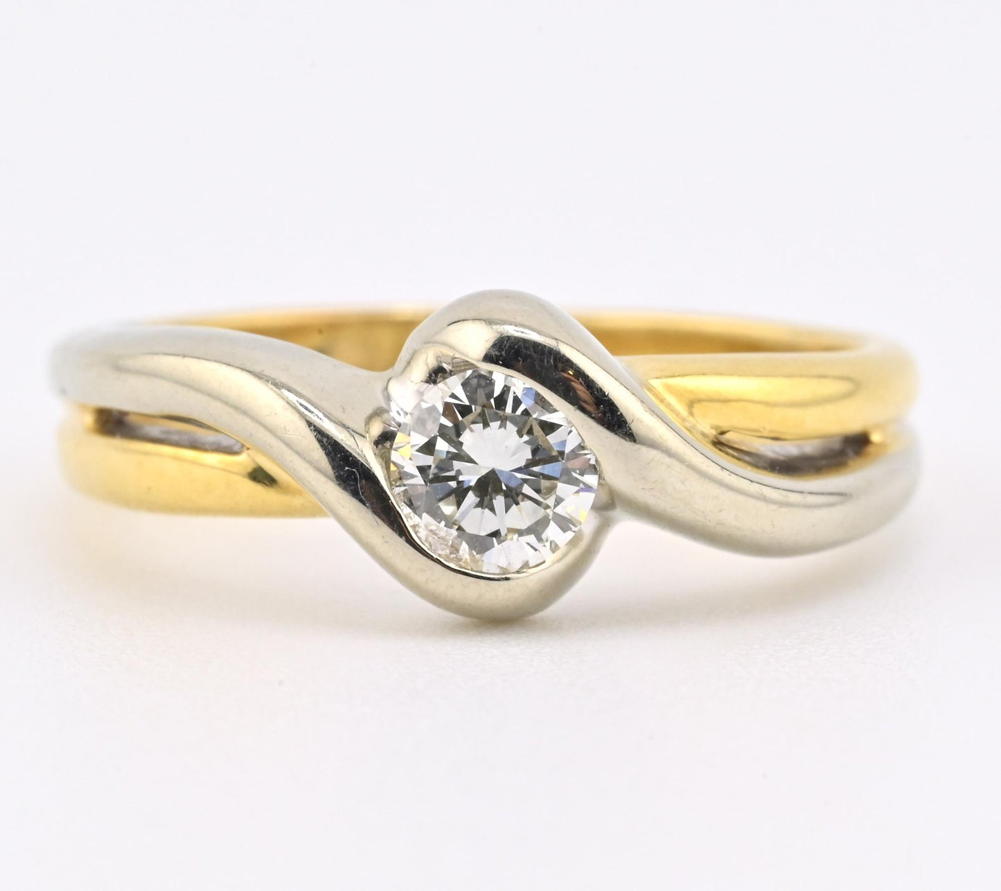 FRED 18K Yellow & White Gold Diamond Ring – 0.30 Carat, IGI Certified, Size 5