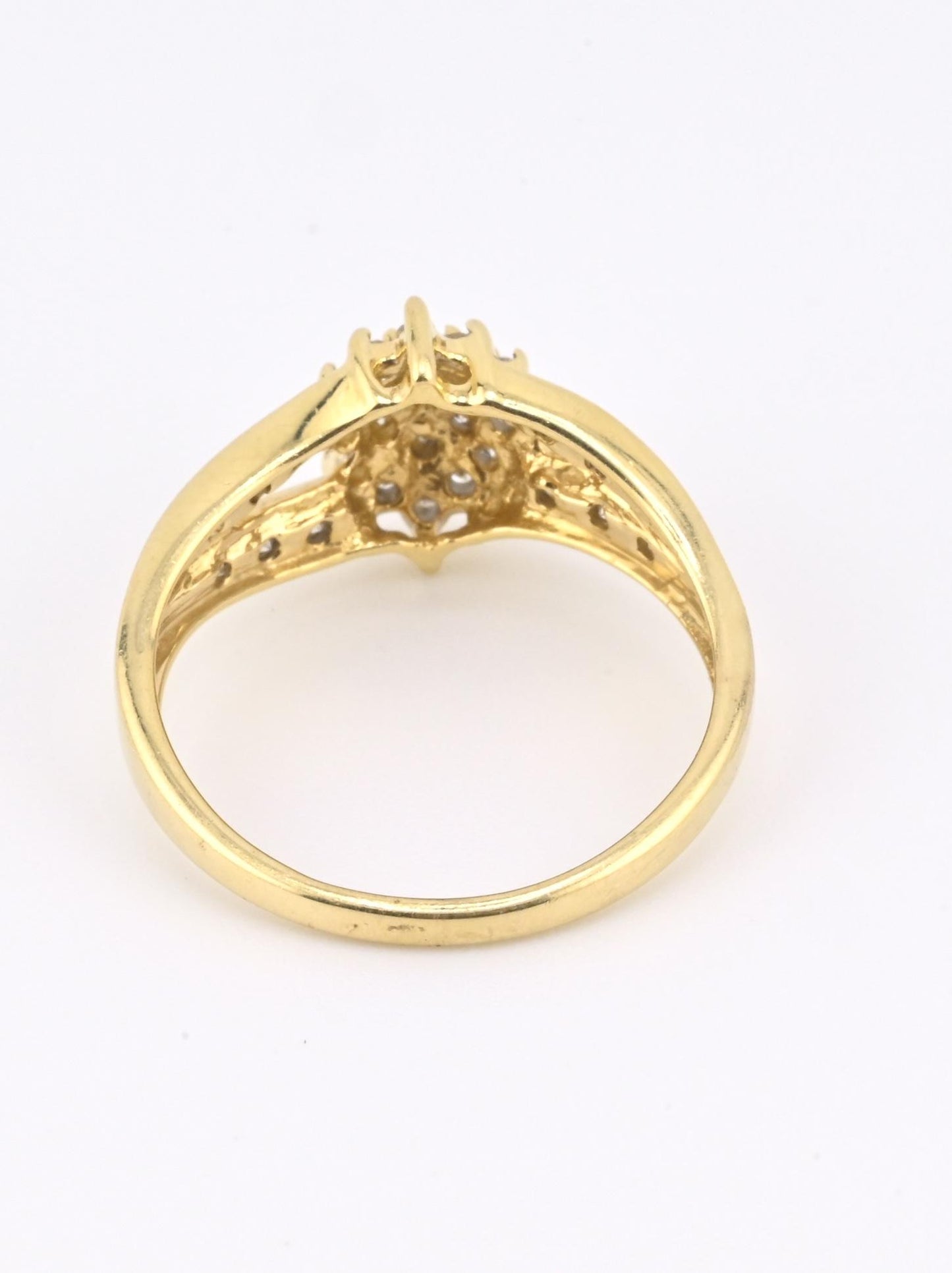 IGI Certified 14K Yellow & White Gold Diamond Cluster Ring – 0.25ct, Size 6.75