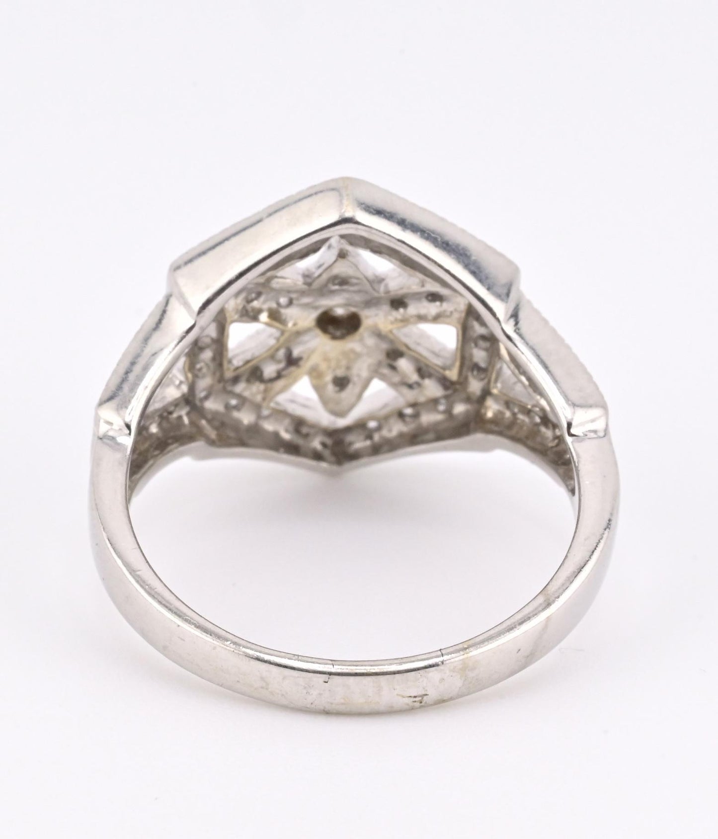 IGI Certified 14K White Gold Geometric Diamond Ring – 0.75 TCW, Size 8
