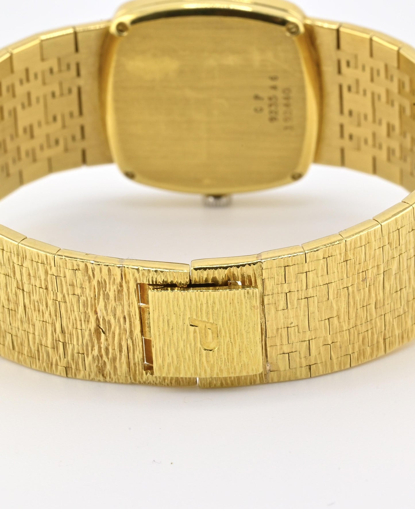 Rare Piaget Jade Dial Ladies Wristwatch 18K Yellow Gold Diamond Bezel 6.5 Inches