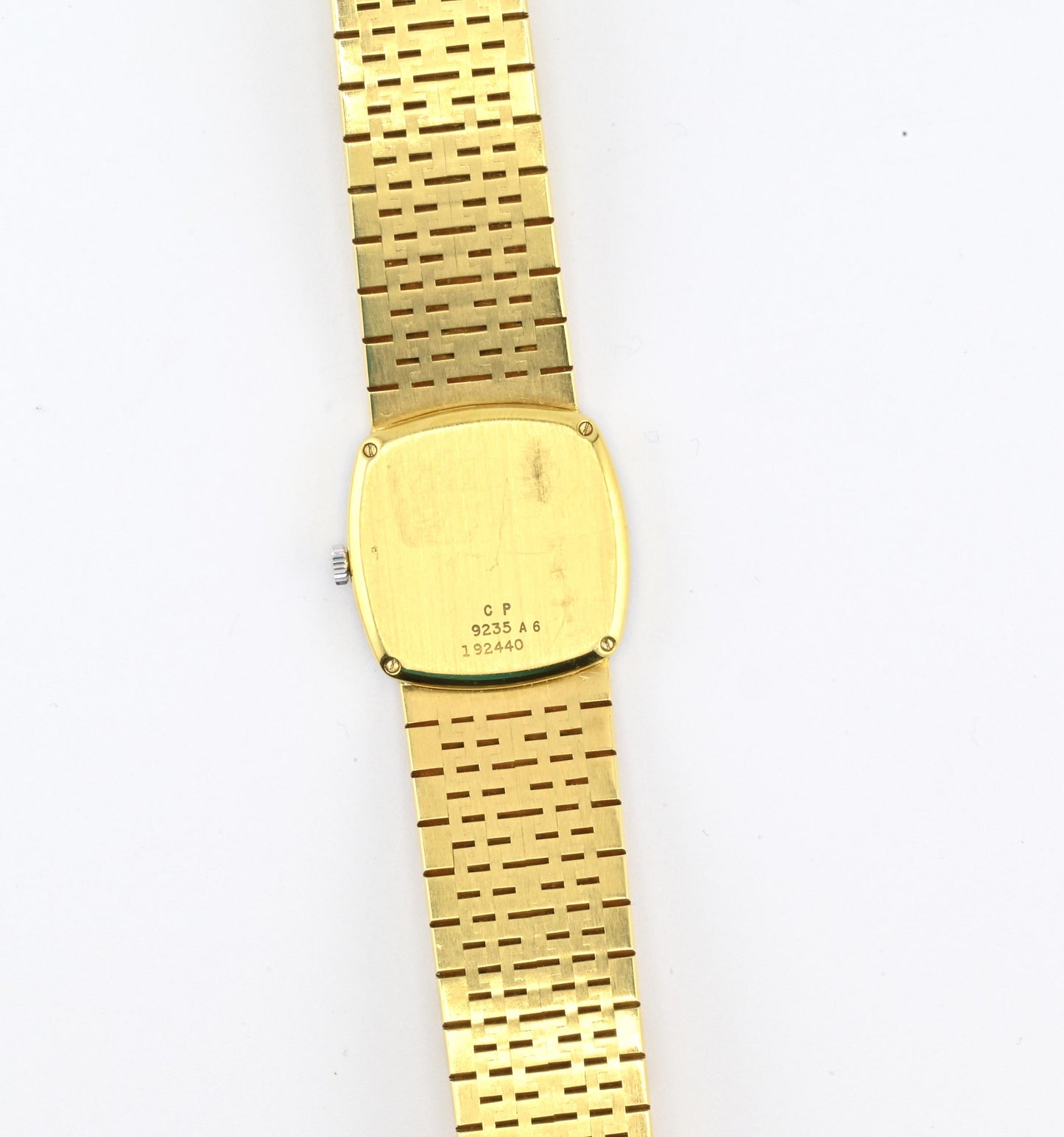 Rare Piaget Jade Dial Ladies Wristwatch 18K Yellow Gold Diamond Bezel 6.5 Inches