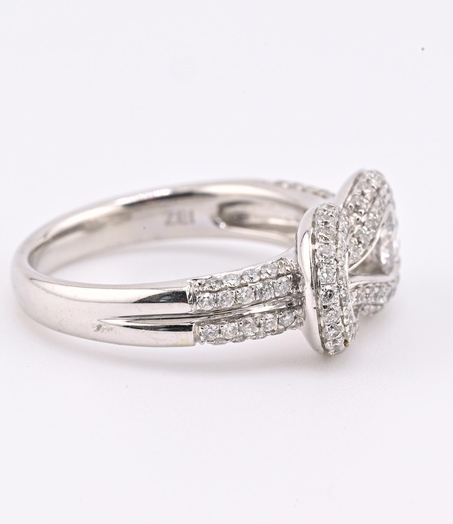 14K White Gold Diamond Halo Ring w/ 0.25ct Center Diamond ZEI Hallmark Size 6.75