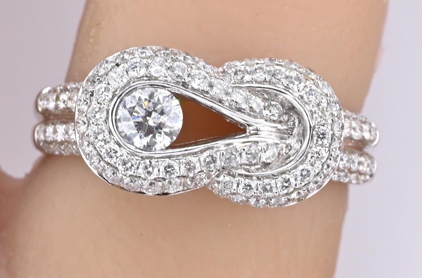 14K White Gold Diamond Halo Ring w/ 0.25ct Center Diamond ZEI Hallmark Size 6.75