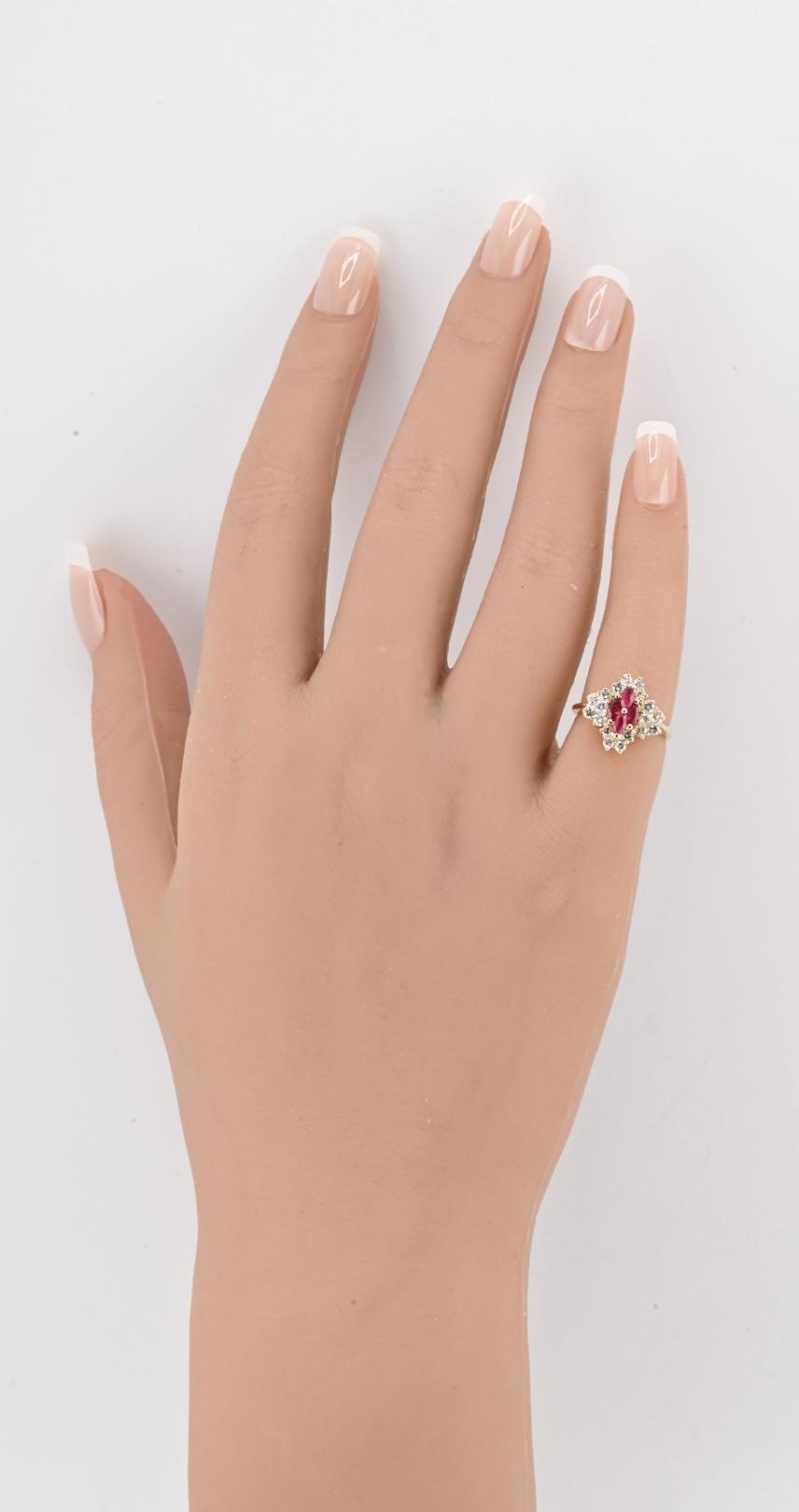 14K Yellow Gold Diamond Cluster Ring 3.05g Size 3