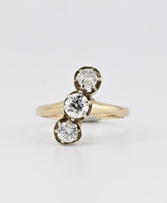 Antique 1920s 14K Gold Old European Cut Diamond Ring .84ctw Size 6 Art Deco