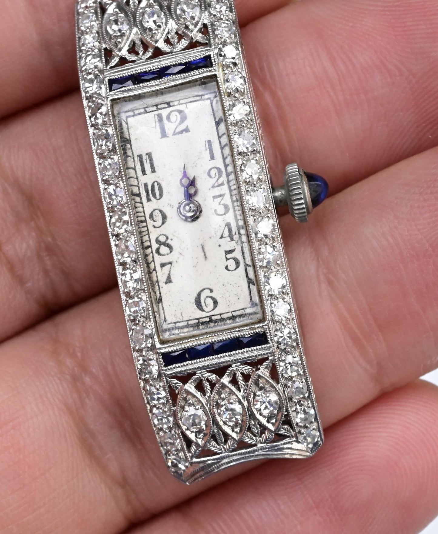 Art Deco Period Watch Head Only With Diamonds Running Condition