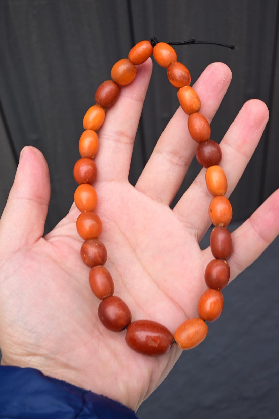 Antique Baltic Butterscotch Amber Graduated Bead Necklace 23 Beads 29.49 Grams