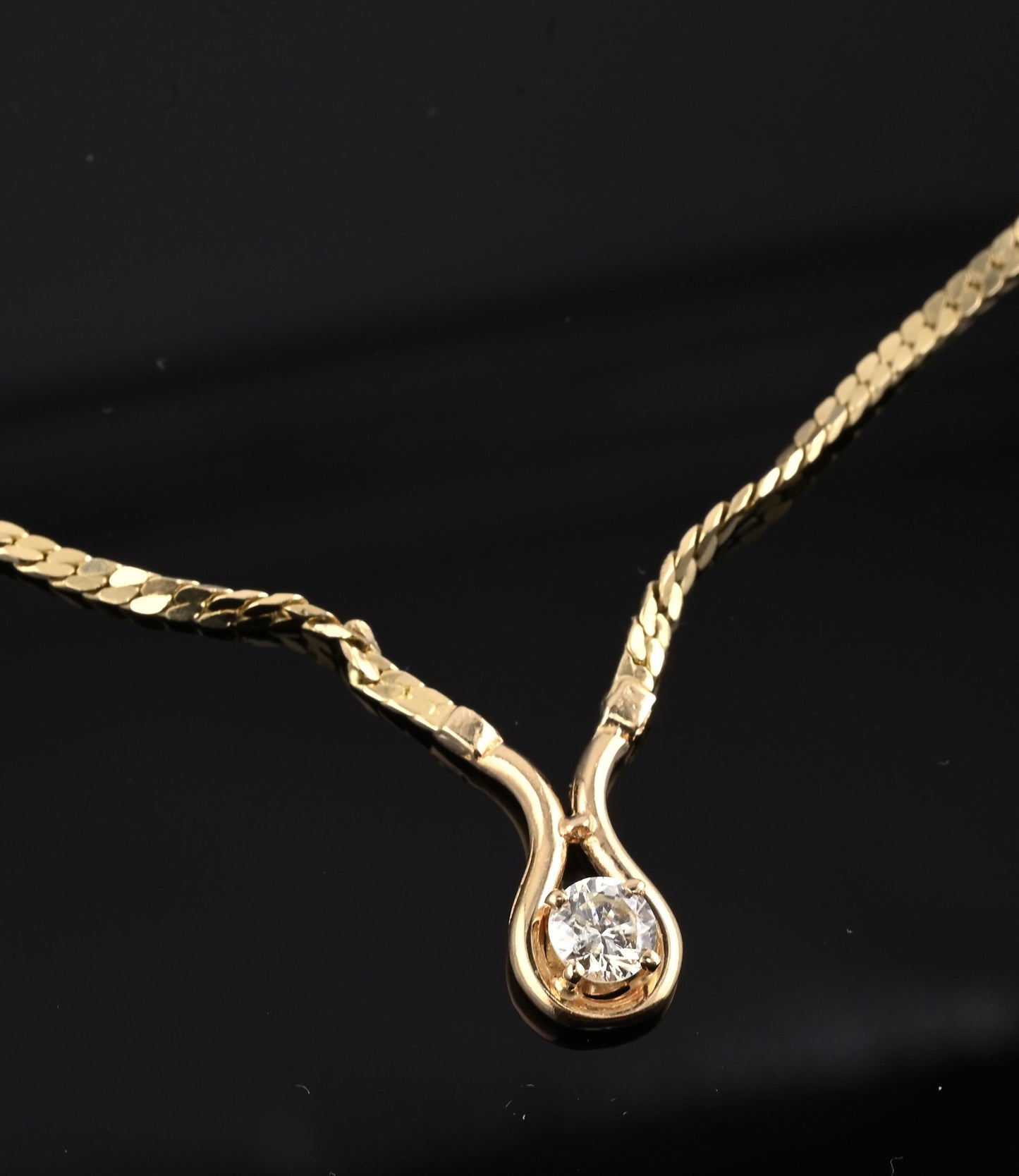 14K Yellow Gold Diamond Solitaire Necklace 0.21 CT