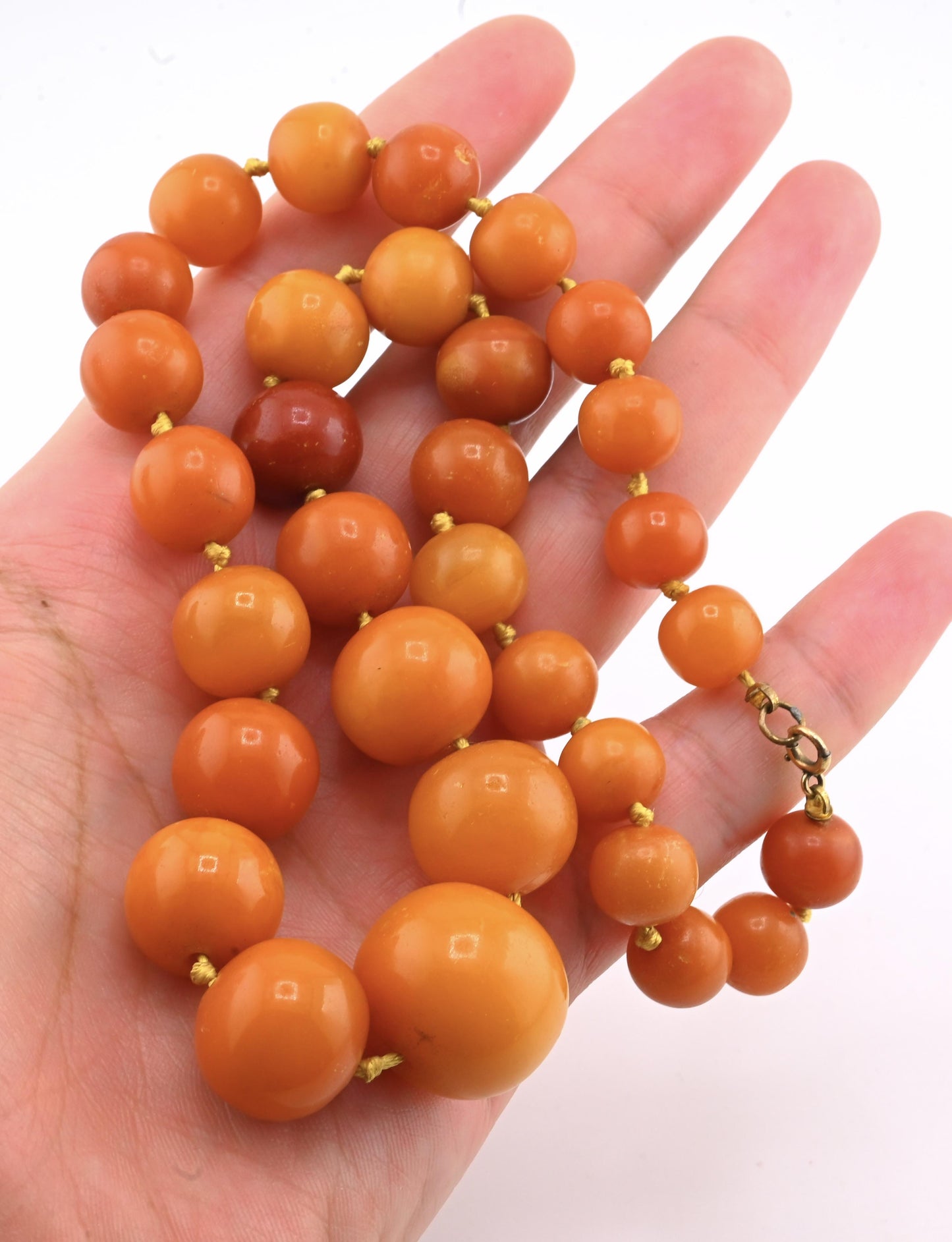 Antique Baltic Butterscotch Amber Graduated Bead Necklace - 48.53g - 19"