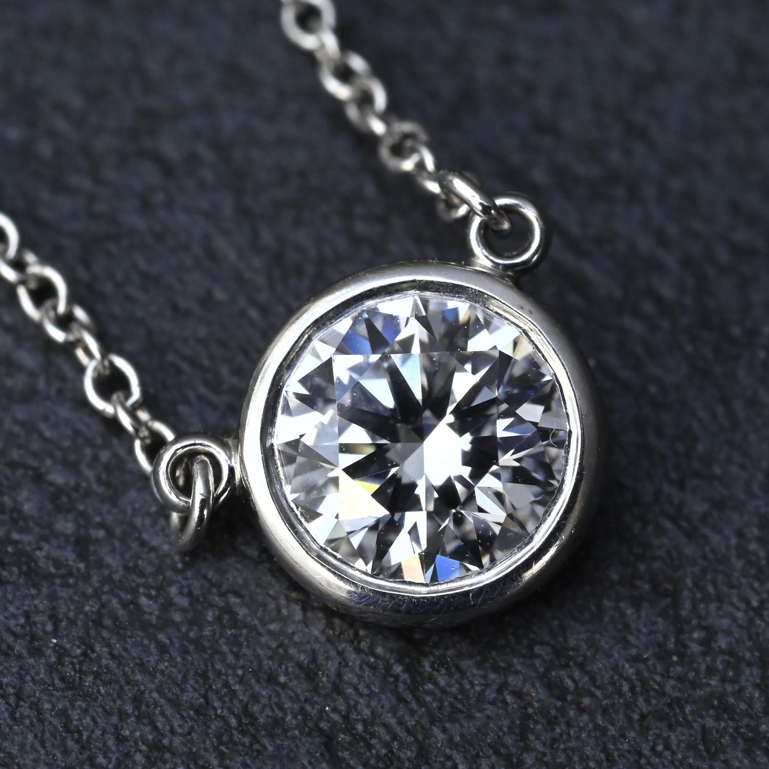 Tiffany & Co. .59ct F VVS2 Diamonds By The Yard Necklace Platinum Serialized