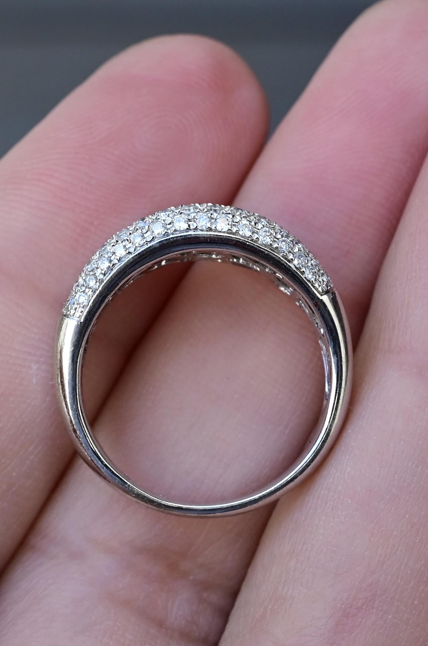 14K White Gold Diamond & Sapphire Ring Signed WH 5.63 Grams 1 Carat Approx