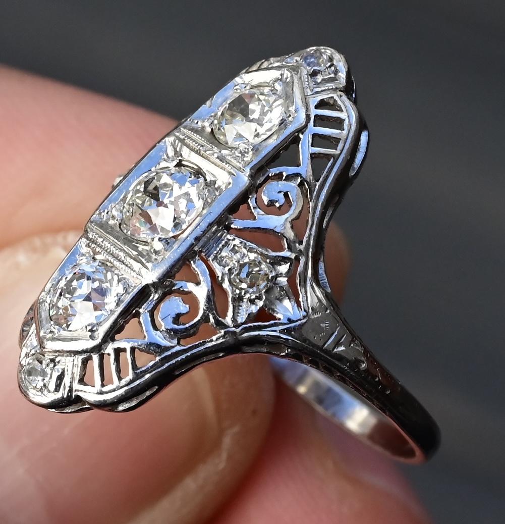 Fabulous Antique Platinum Art Deco Diamond Ring