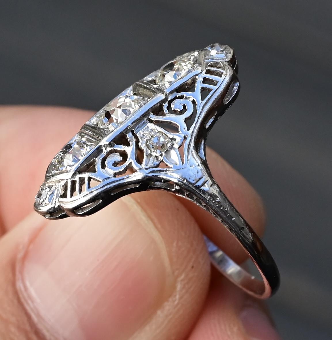 Fabulous Antique Platinum Art Deco Diamond Ring