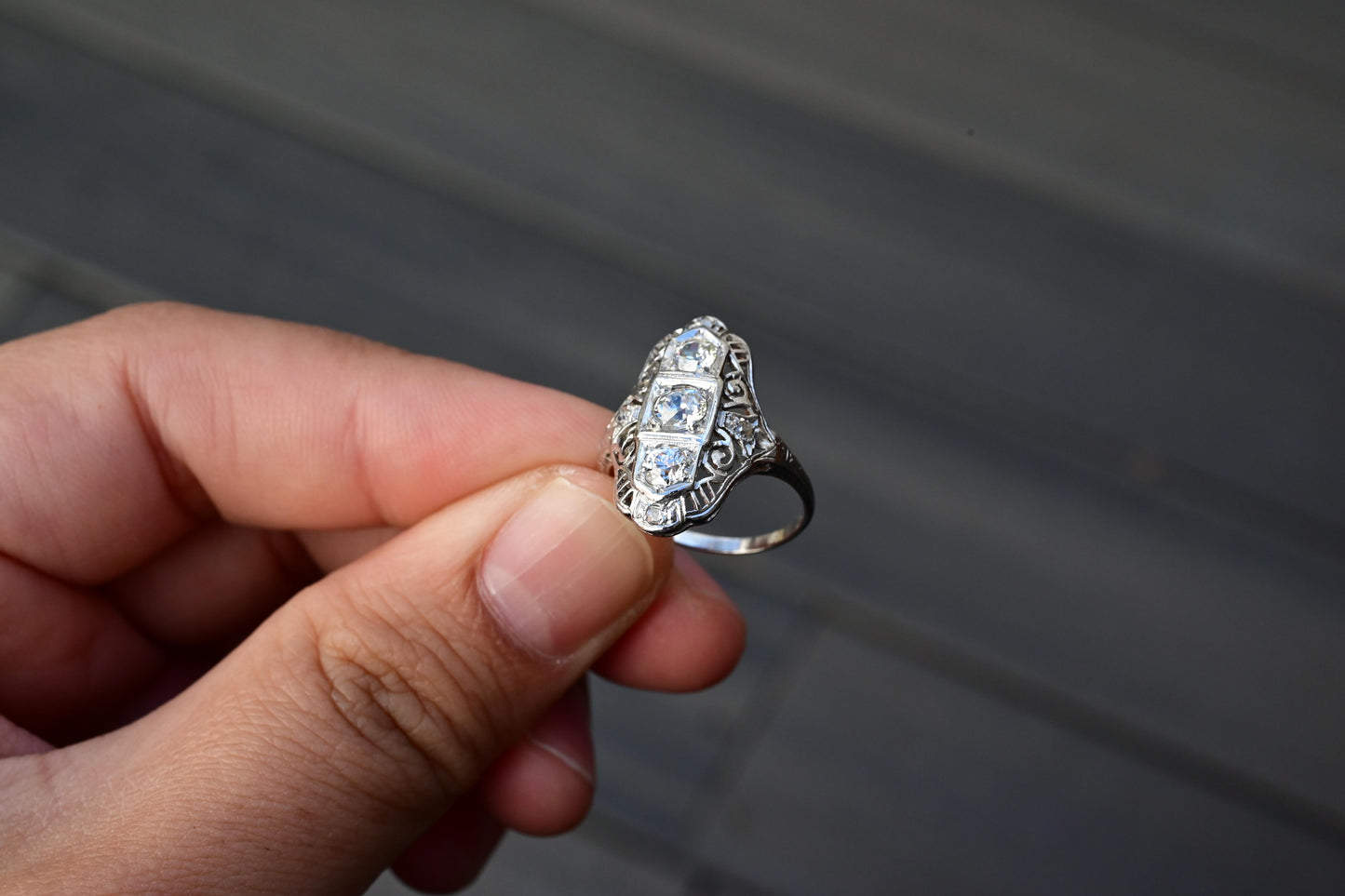 Fabulous Antique Platinum Art Deco Diamond Ring