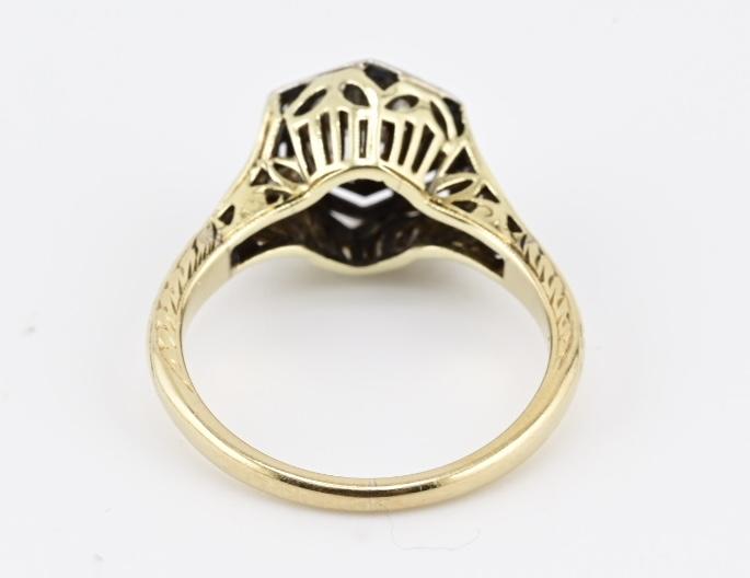 Art Deco 14K Gold Platinum Diamond Engagement Ring .80ct VS-SI1 Size 5.5