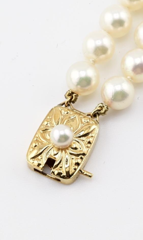 Mikimoto 18K Yellow Gold Pearl Bracelet 7” Length 5.5mm Pearls Marked 750