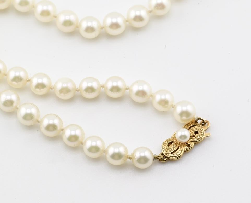 Mikimoto 18K Gold Clasp Akoya Pearl Necklace 17” 5–5.5mm 15.37g