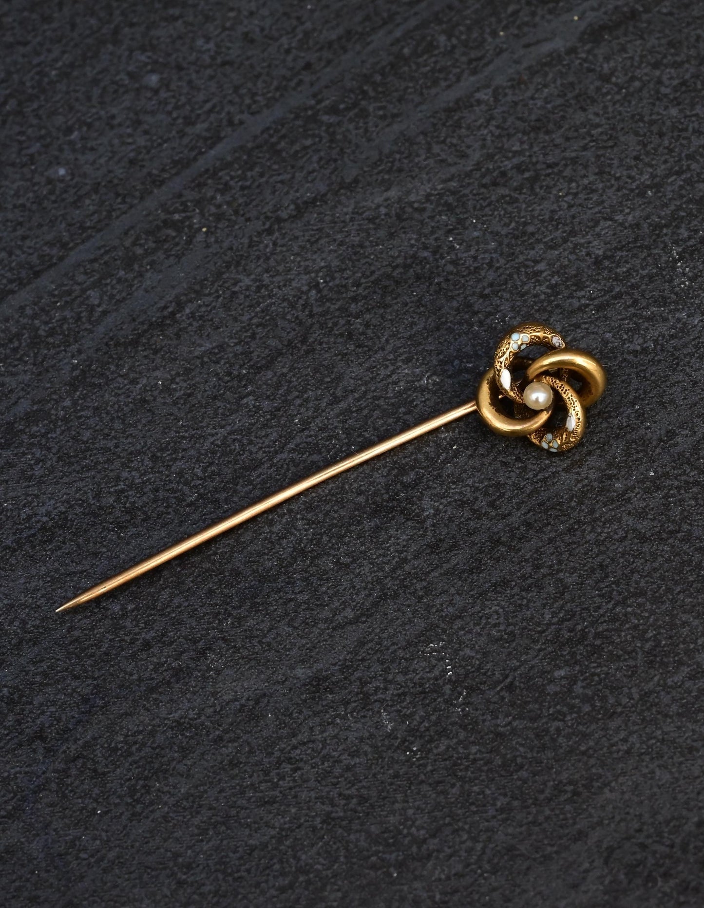 Gorgeous 14K Yellow Gold Stick Pin With Gems