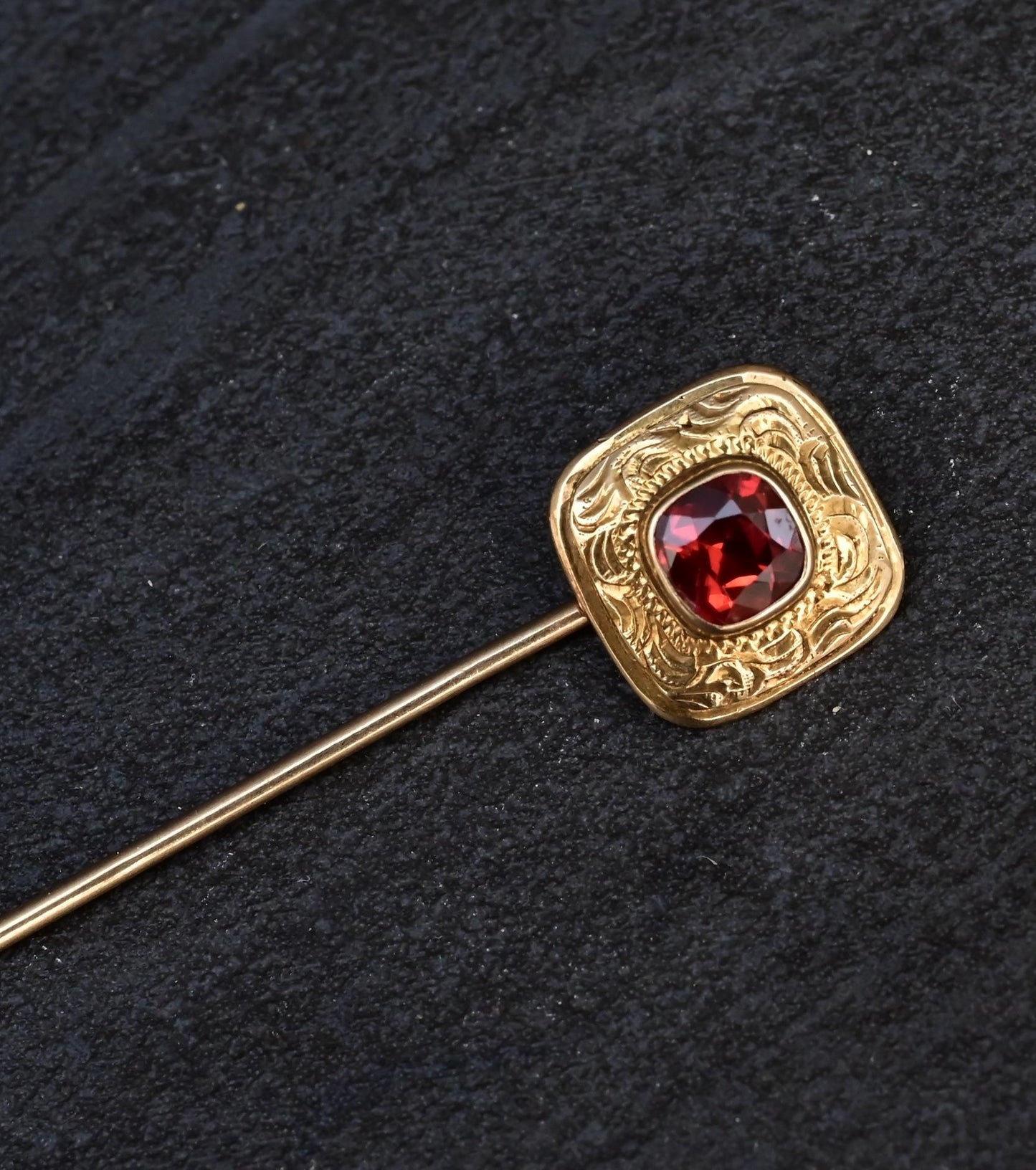 10K Yellow Gold Stick Pin With Ruby Stone