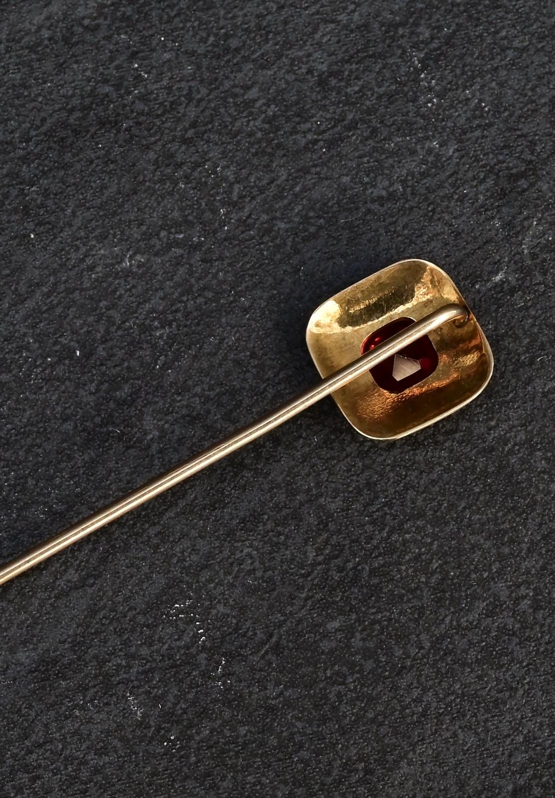 10K Yellow Gold Stick Pin With Ruby Stone