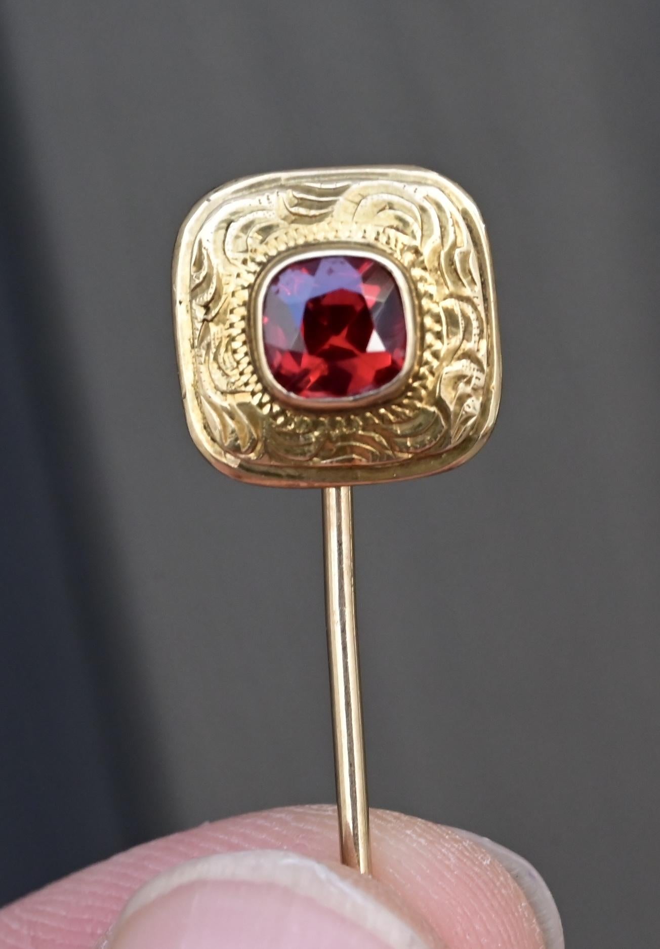 10K Yellow Gold Stick Pin With Ruby Stone