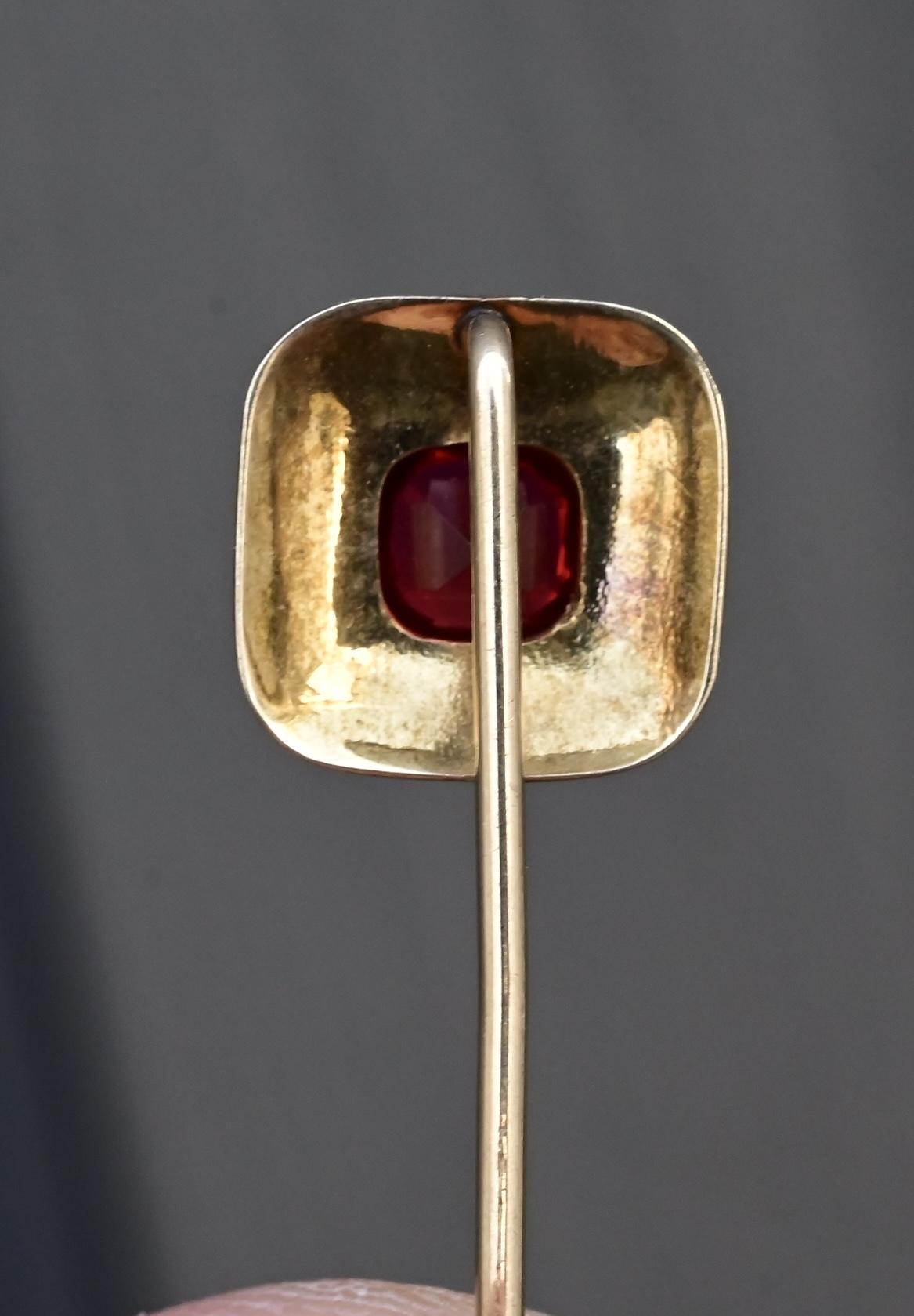 10K Yellow Gold Stick Pin With Ruby Stone