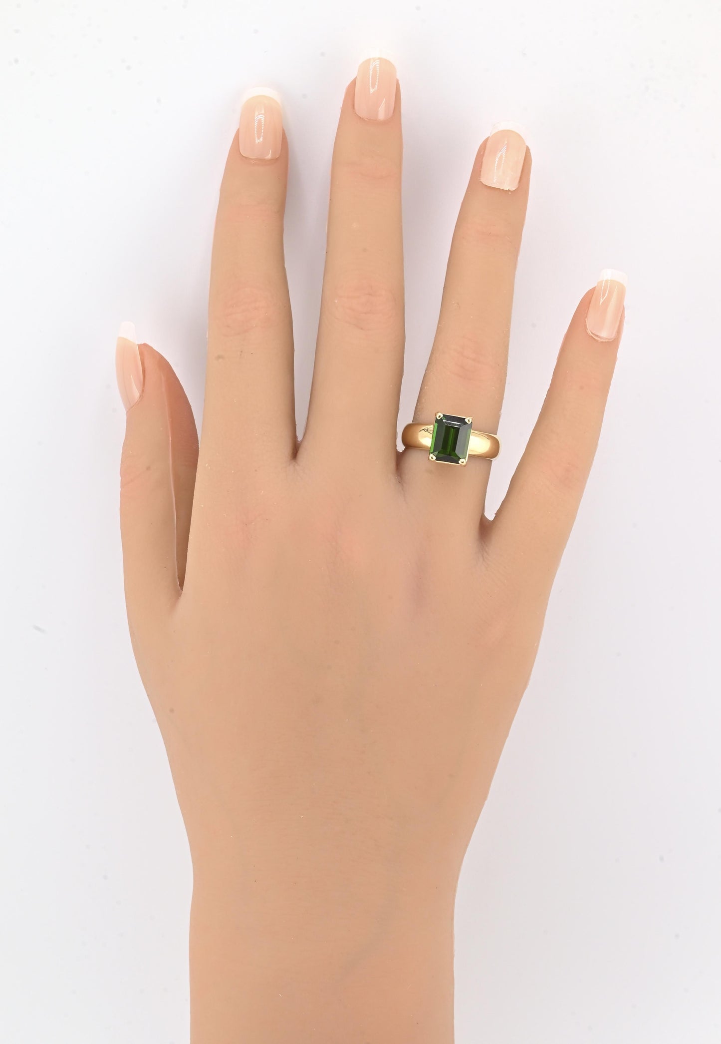 14K Yellow Gold Green Tourmaline Ring • 3.30ct Emerald Cut • Size 7.5 • 6.98g