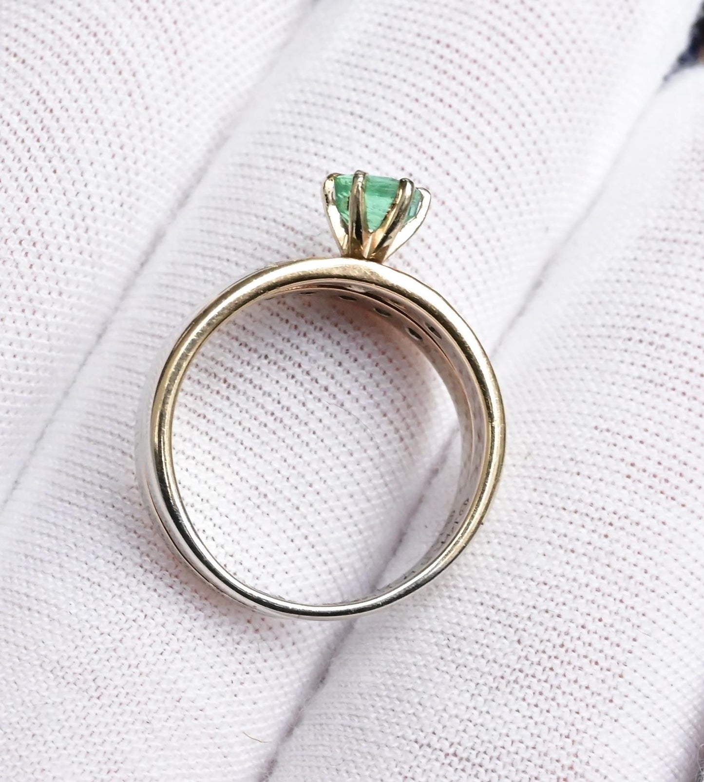 14K Two-Tone Gold Emerald & Diamond Ring, IGI Certified, 5.01g