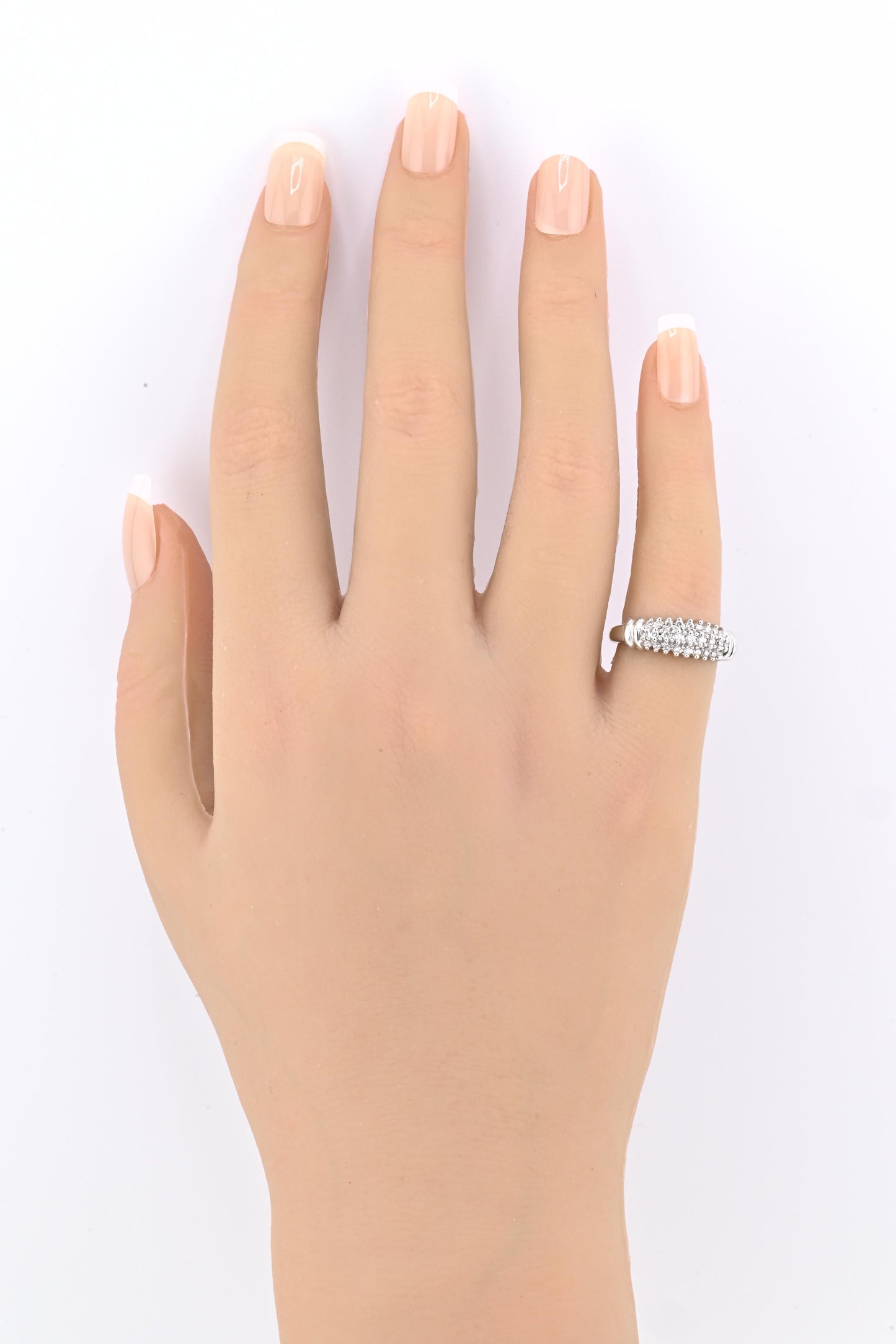 IGI Certified 14K White Gold Diamond Band – 0.25ct, 27 Natural Diamonds Size 4