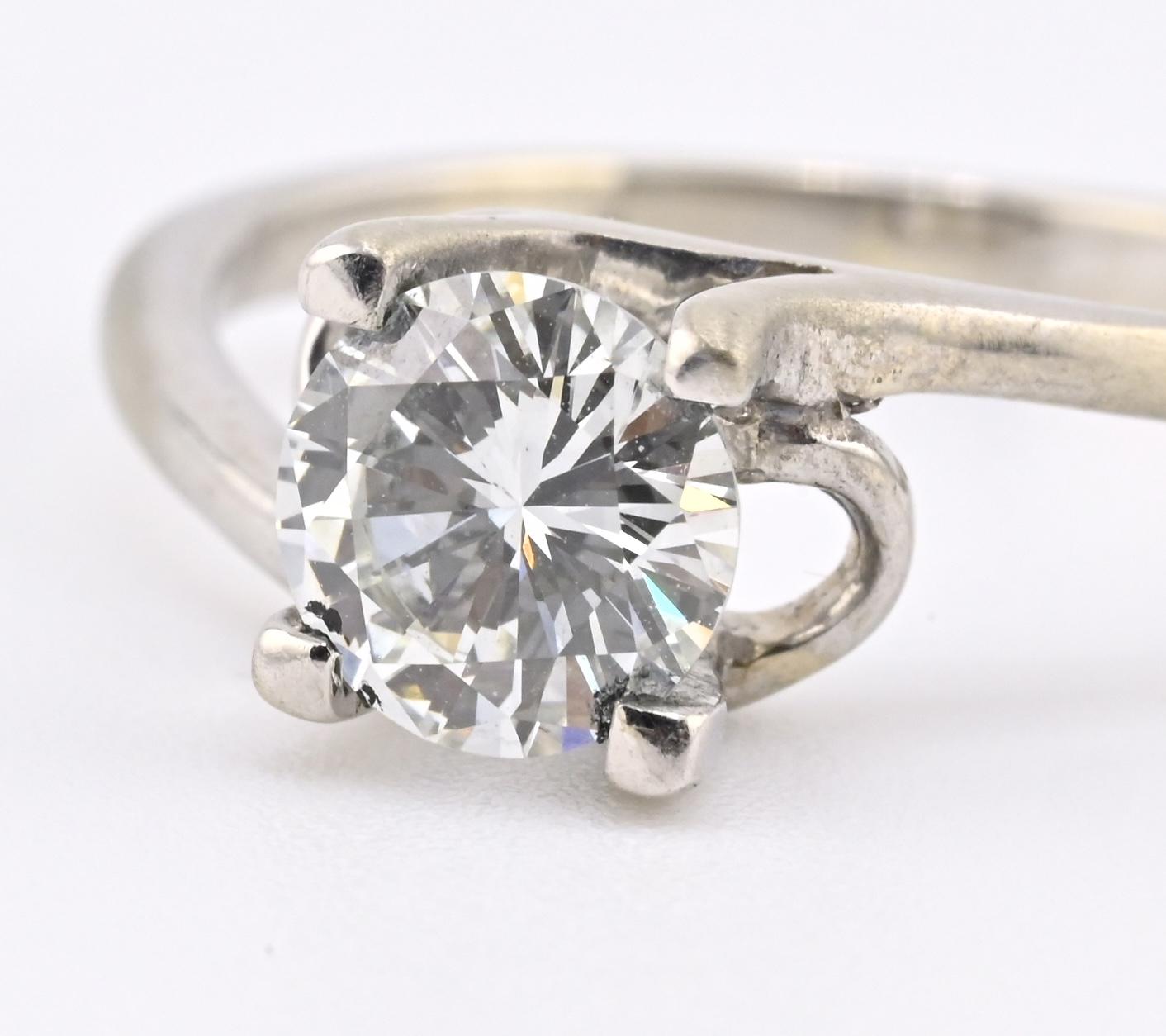 18K White Gold Solitaire Diamond Ring – 0.75 Carat, IGI Certified, Size 5