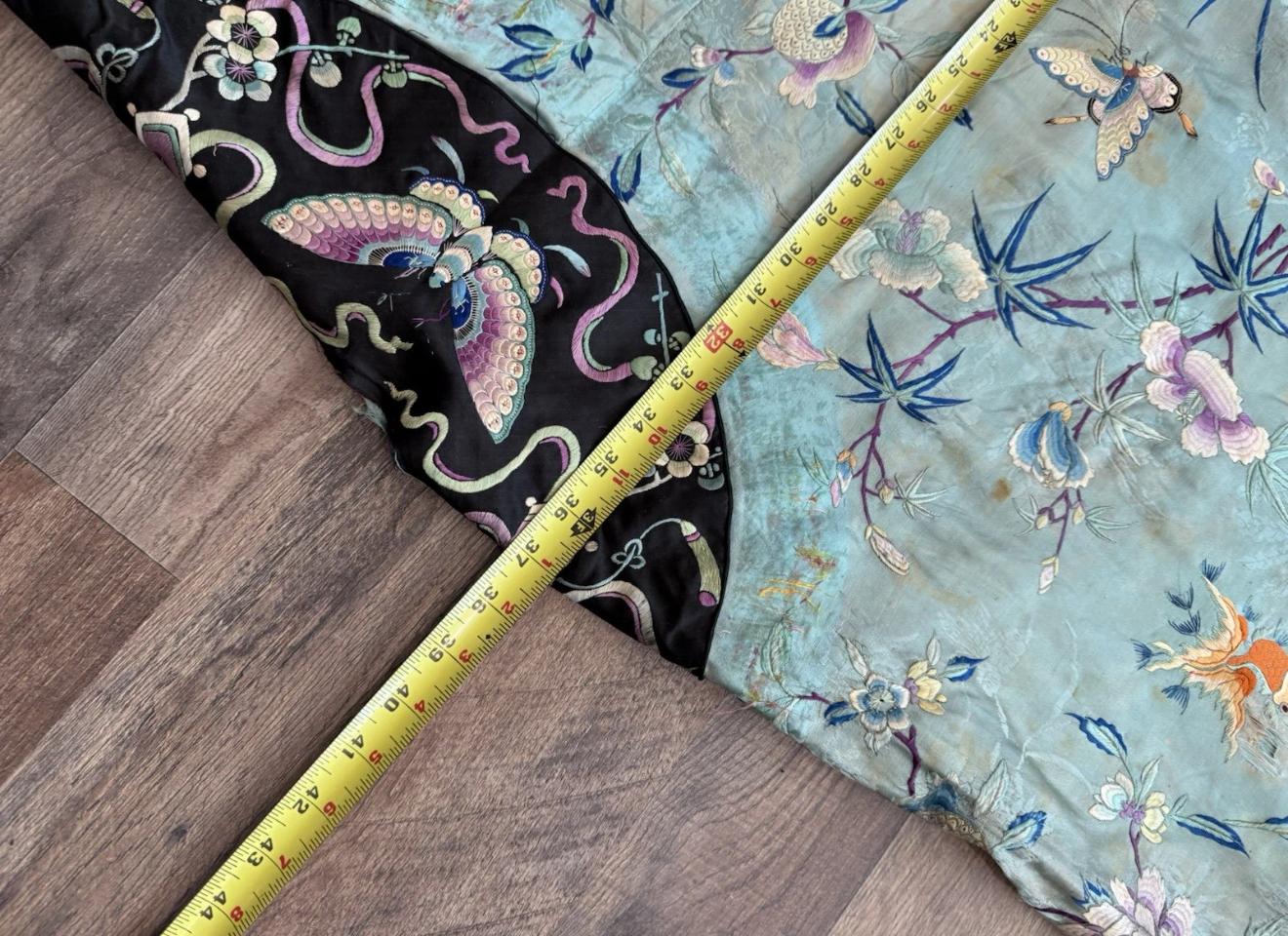Antique Chinese Qing Dynasty Embroidered Silk Robe | 67x37” Court Robe
