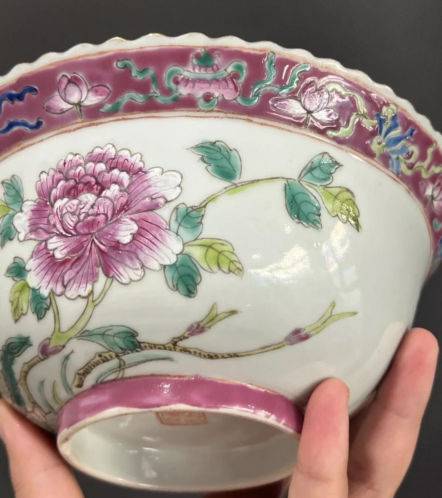 Rare Antique Chinese Peranakan Nonya Straits Porcelain Bowl