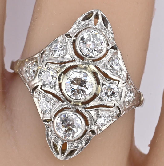 Art Deco Platinum Diamond Ring – 1.18 TCW Ring Size 8.25 IGI Certified