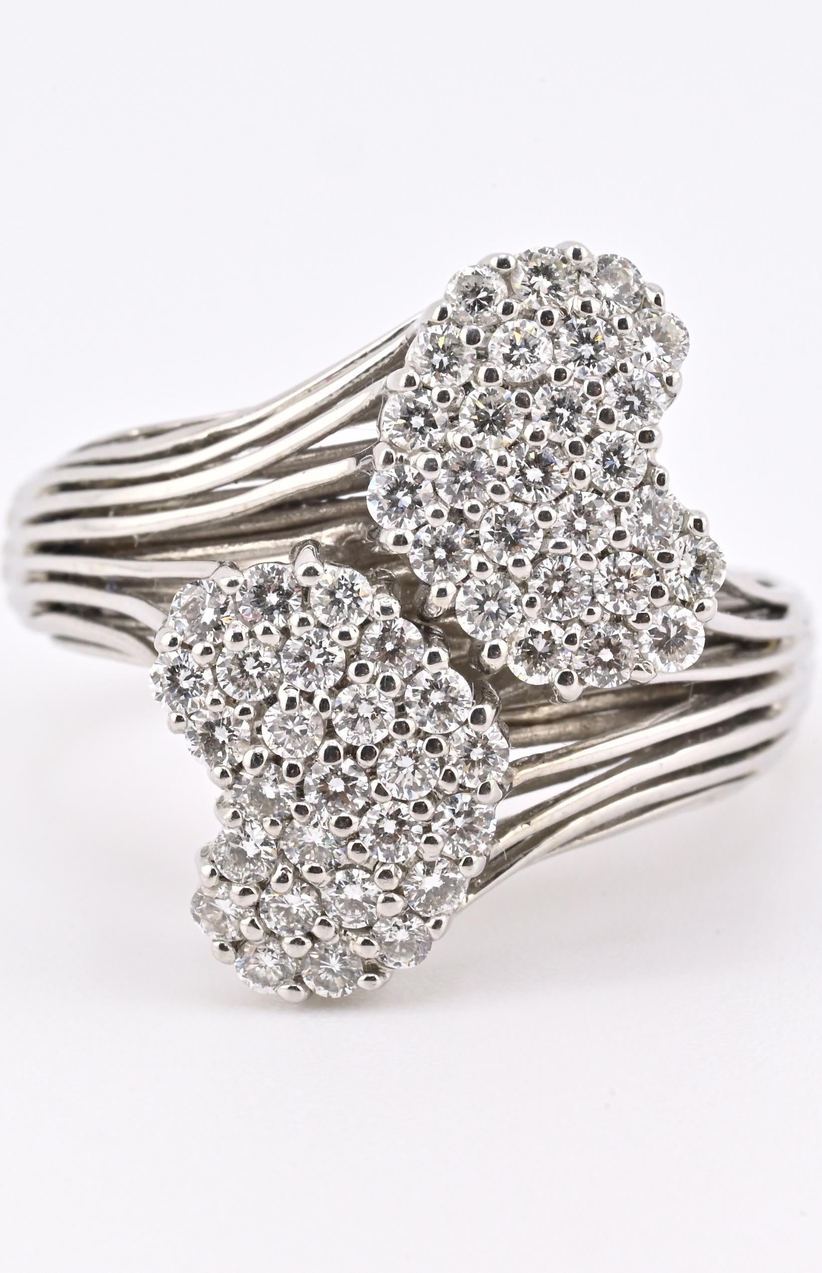 Sonia B 14K White Gold Cluster Diamond Ring – 0.90 TCW, IGI Certified, Size 7