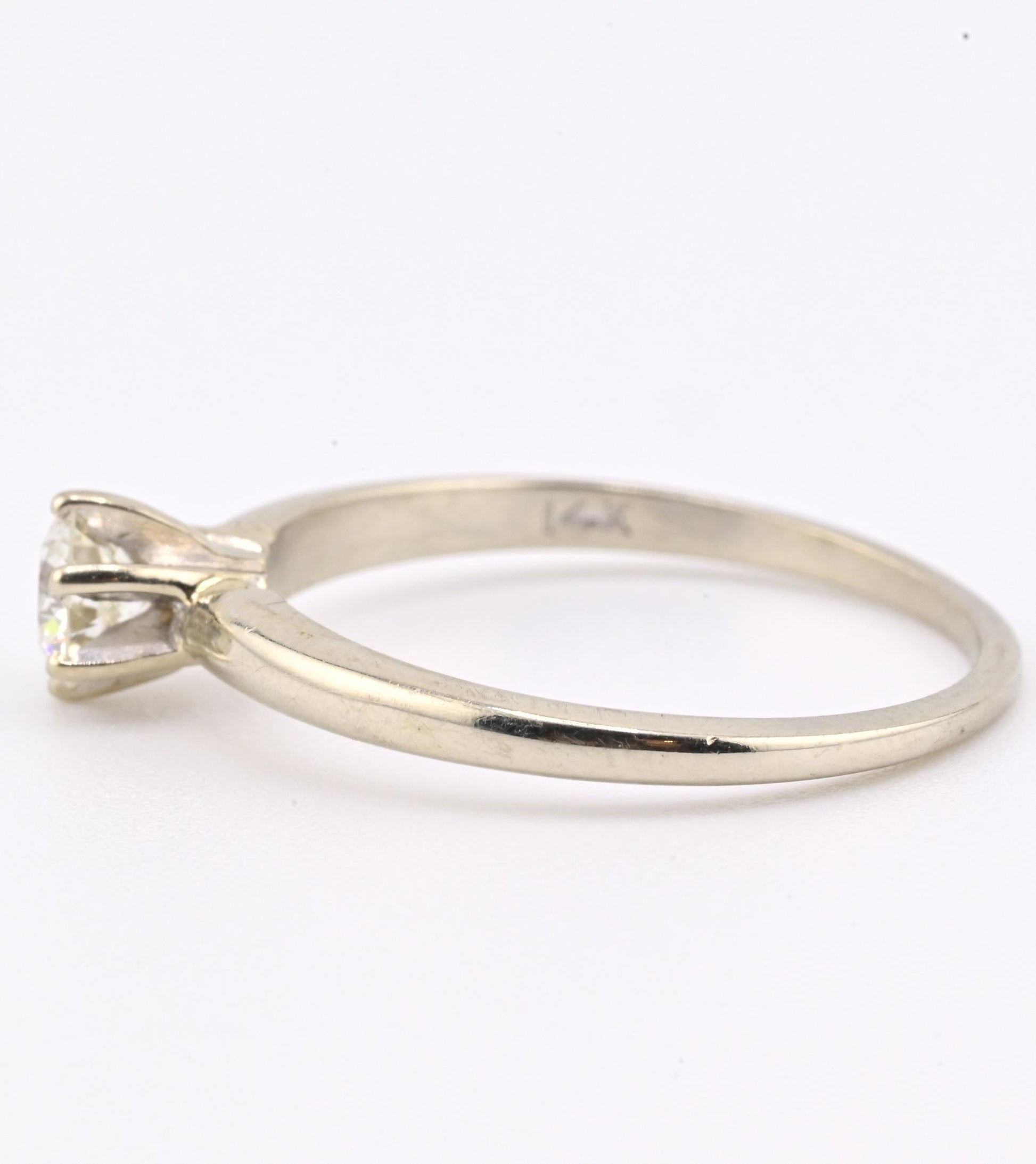 IGI Certified 14K White Gold Solitaire Diamond Ring – 0.45ct, Size 7.5