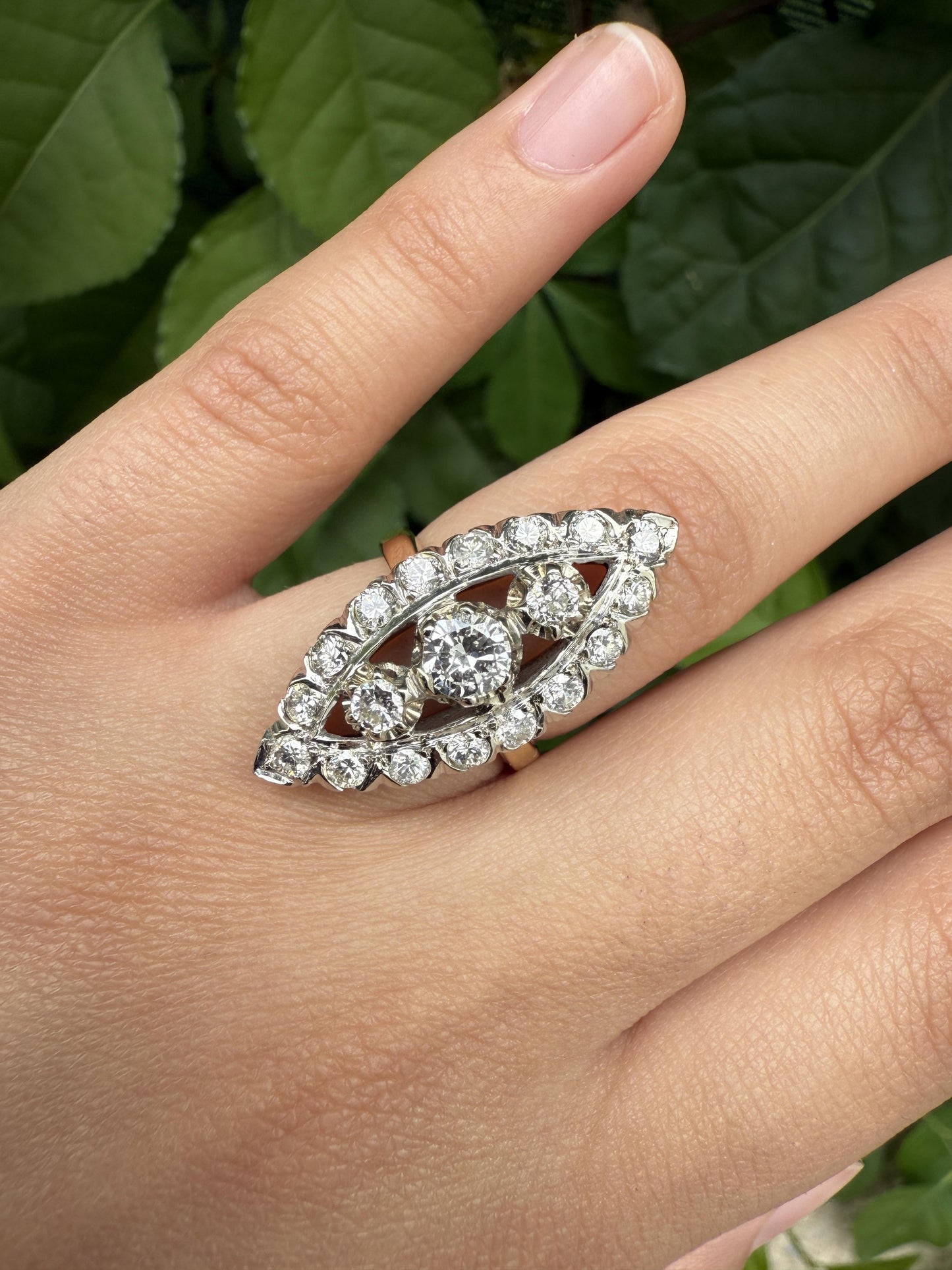 14K White & Yellow Gold Ring with 1.67 Carats of Natural Diamonds, Size 6