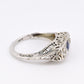 Art Deco 18K White Gold Ring Sapphire & 0.34ct Natural Diamonds Size 4.5