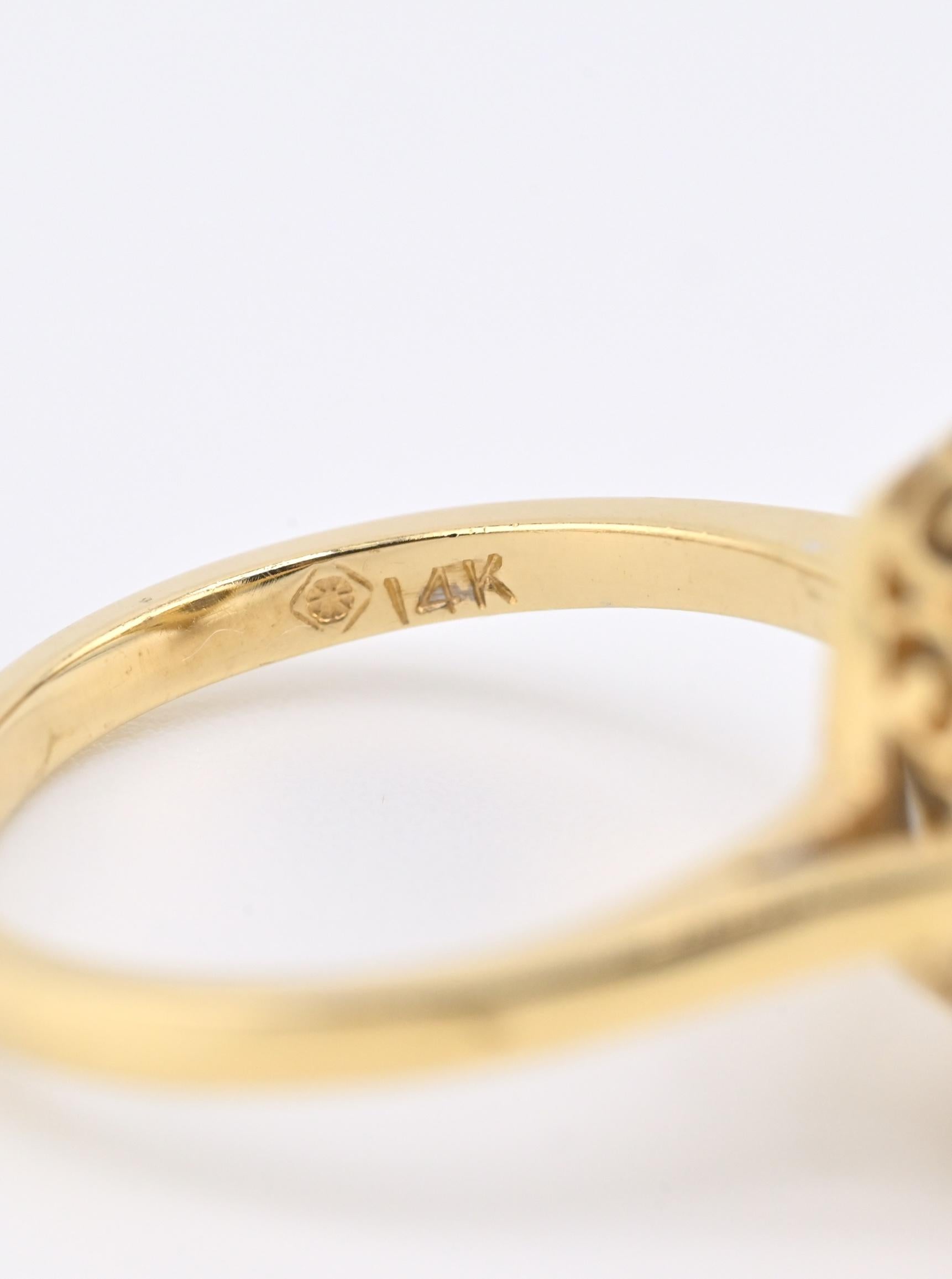 14K Yellow & White Gold Ring With Natural Sapphires, Diamonds Ring Size 6.25