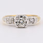 IGI Certified 14K Yellow & White Gold Ring Natural Diamonds Ring Size 4.5