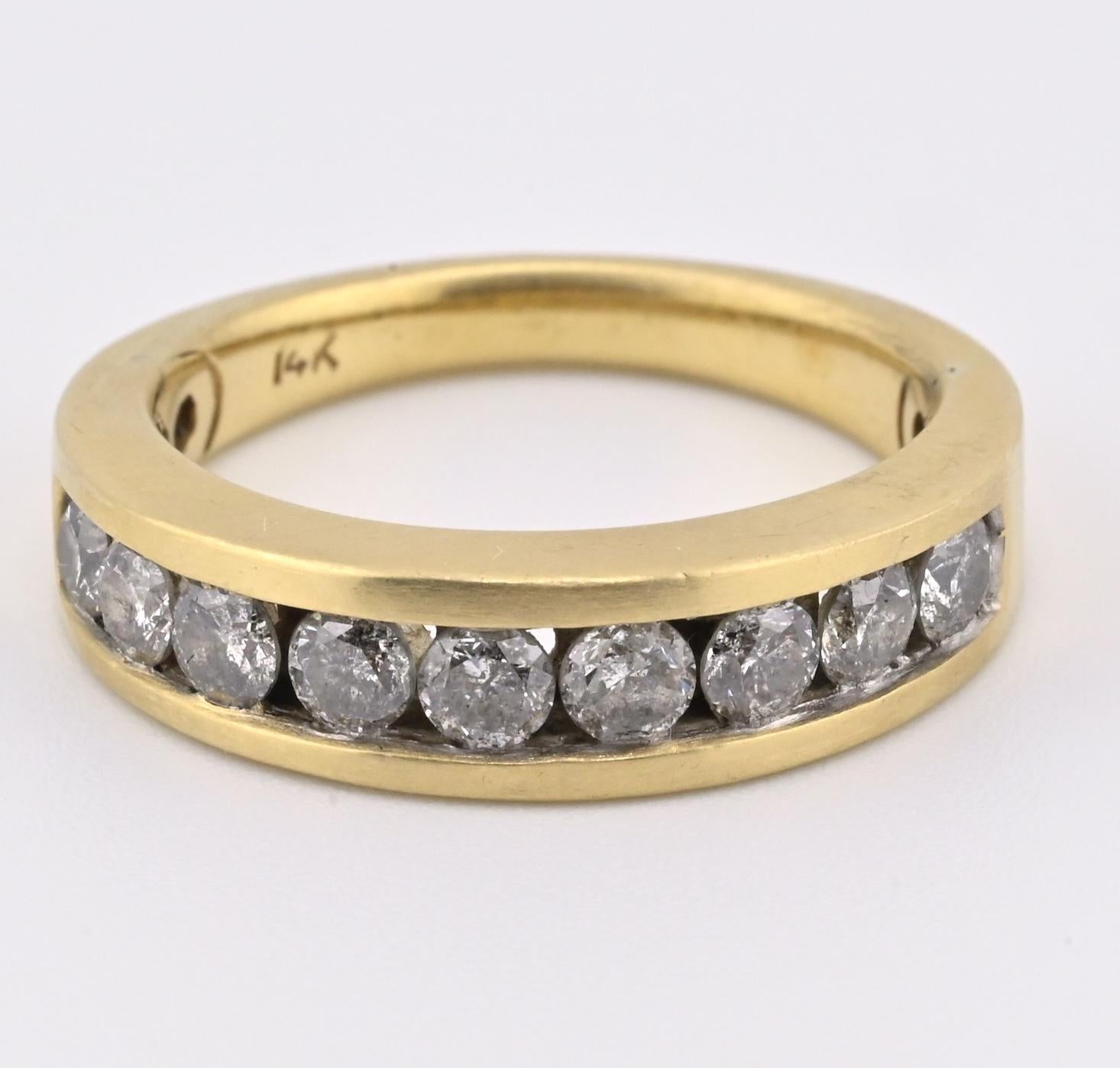 Fabulous 14K Yellow Gold Band With Natural Diamonds .90 Carats IGI Certified