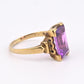 10K Yellow Gold Sapphire Ring Art Deco / Retro Era IGI Certified Size 6.75