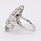 IGI Certified 18K White Gold Art Deco Diamond & Sapphire Ring Size 5.5