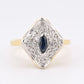 14K Yellow & White Gold Ring With Natural Sapphires, Diamonds Ring Size 6.25