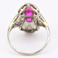 18K White Gold Ruby & Sapphire Ring Art Deco Period IGI Certified Ring Size 9.25