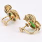 IGI Certified 14K Yellow Gold Jadeite Floral Earrings | 7.00ct Green Jade