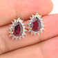 IGI Certified 14K Yellow White Gold Earrings Red Topaz Natural Diamonds