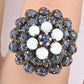 Antique 10K Yellow Gold Ring 1.91ct Natural Sapphires & 0.60ct Opals Size 6.25