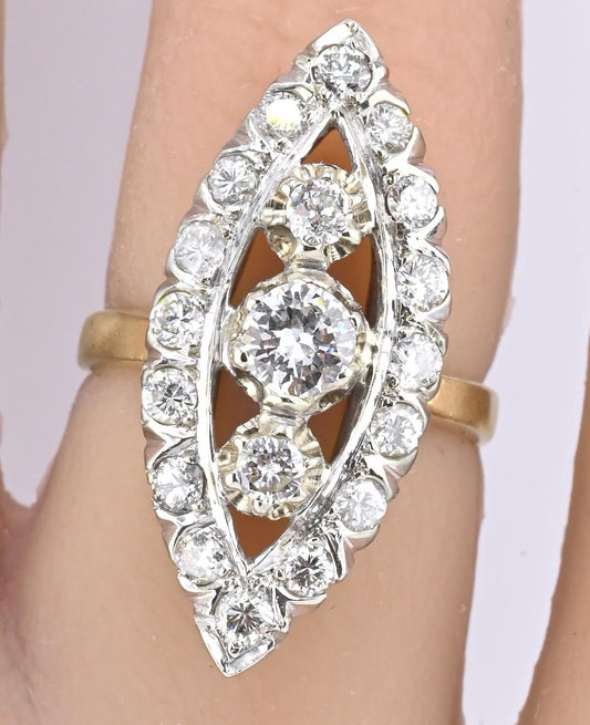 14K White & Yellow Gold Ring with 1.67 Carats of Natural Diamonds, Size 6