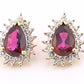 IGI Certified 14K Yellow White Gold Earrings Red Topaz Natural Diamonds